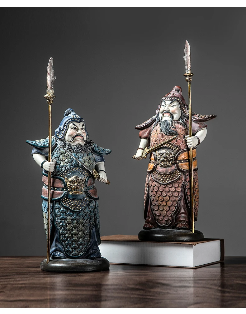 1Pcs Creative hand-painted door god resin decoration classic home living room porch TV cabinet lucky art decoration furnishings
