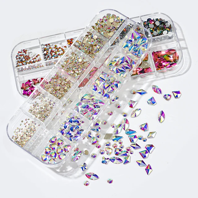 12Gird-Box-Multi-Size-AB-Colorful-Hotfix-Rhinestones-Flatback-Crystal-Diamond-Gems-3D-Glitter-Nail-Art jpg
