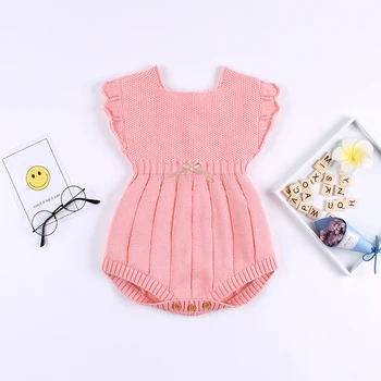 

Baby Boy Girls Romper Cute Newborn Knitting Wool Rompers Jumpsuit Outfits Set Sleeveless baby boy girl Princess clothes