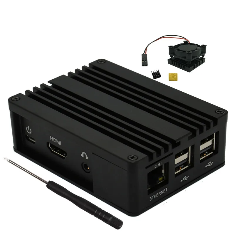 Алюминиевый чехол корпус с вентилятором радиатор для Raspberry PI 3B+/3B ASUS Tinker S - Цвет: With Fan