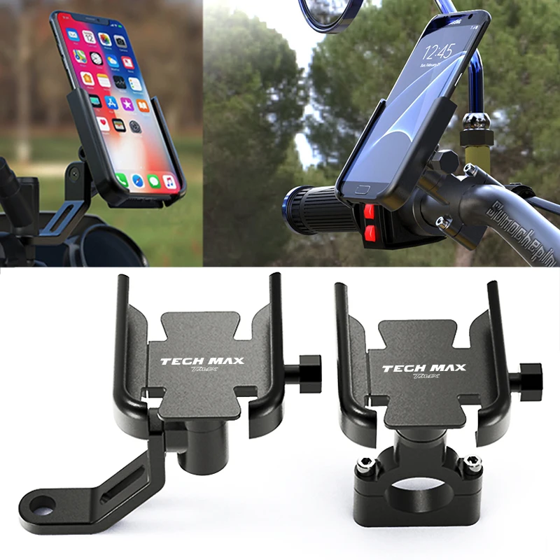 

Logo TECH MAX For YAMAHA TMAX560 TECHMAX T-MAX Motorcycle Accessories Handlebar Mobile Cell Phone Holder Stand GPS Plate Bracket