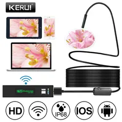 KERUI 1/2/3,5/5/10 m HD 1200P WI-FI USB эндоскоп Камера Беспроводной Водонепроницаемый жесткий кабель для iOS iPhone Android телефон