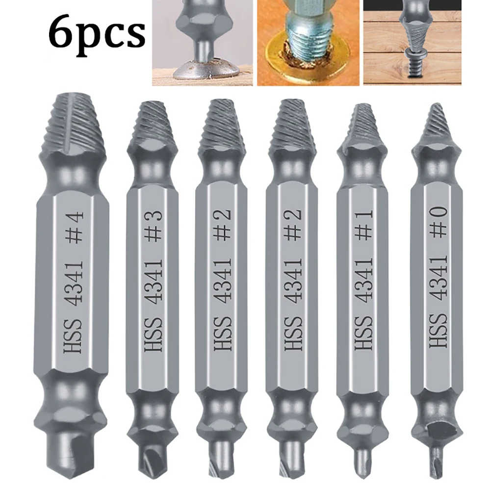 

6 pcs Drill Bit Set Broken Head Screw Removal Tool Bolt Screw Extractor Breaker Screw Remover Stripping Tool