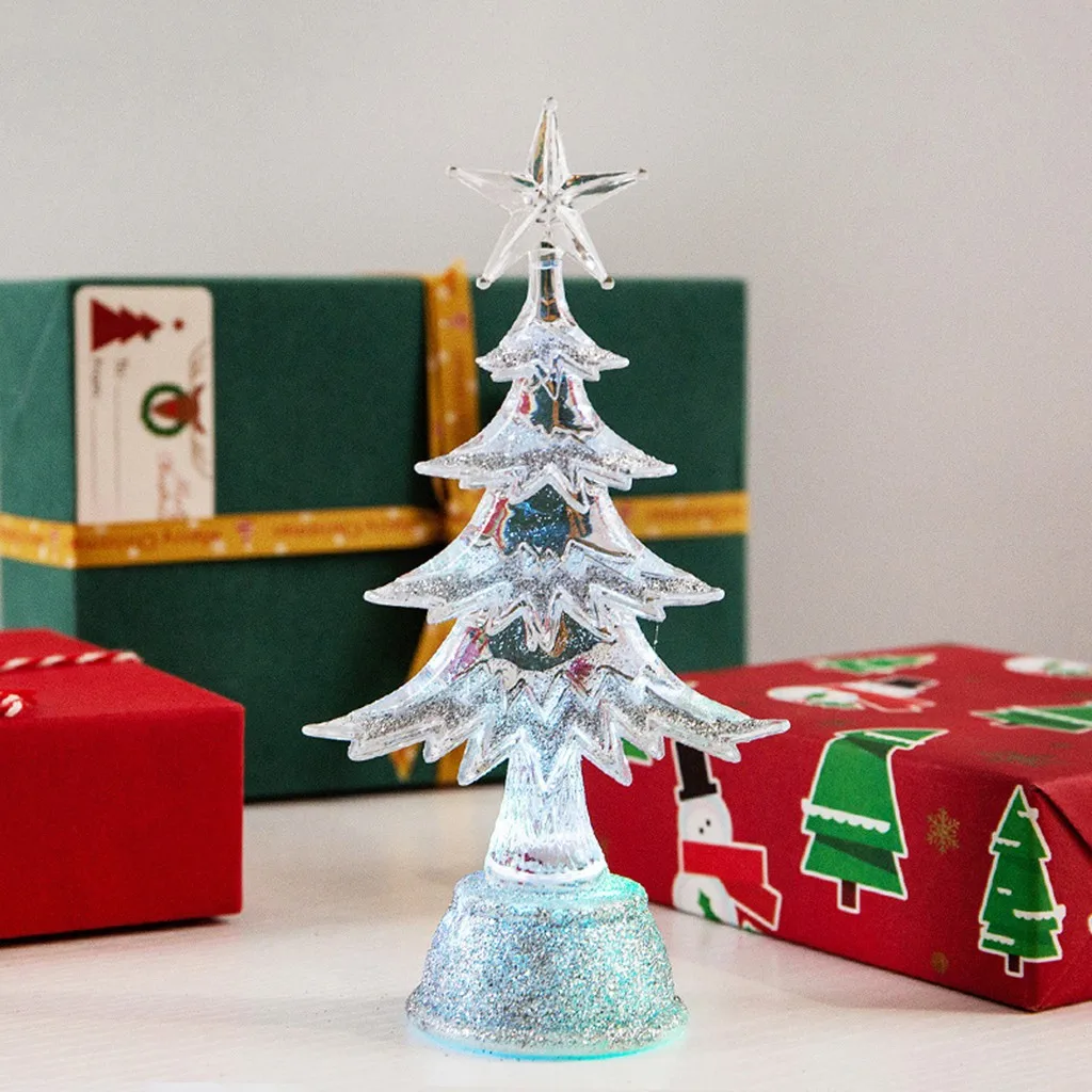 Christmas Tree LED Light Glowing Xmas Tree Decoration Home Party Room Shop Desktop Ornaments Garden Nightlight Children Gift