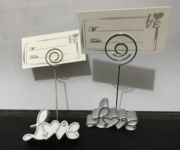 

(20 Pieces/Lot) Pearl White Love design Place Card Holders and Guest Seat Holders For Wedding Decorations and Party Favors