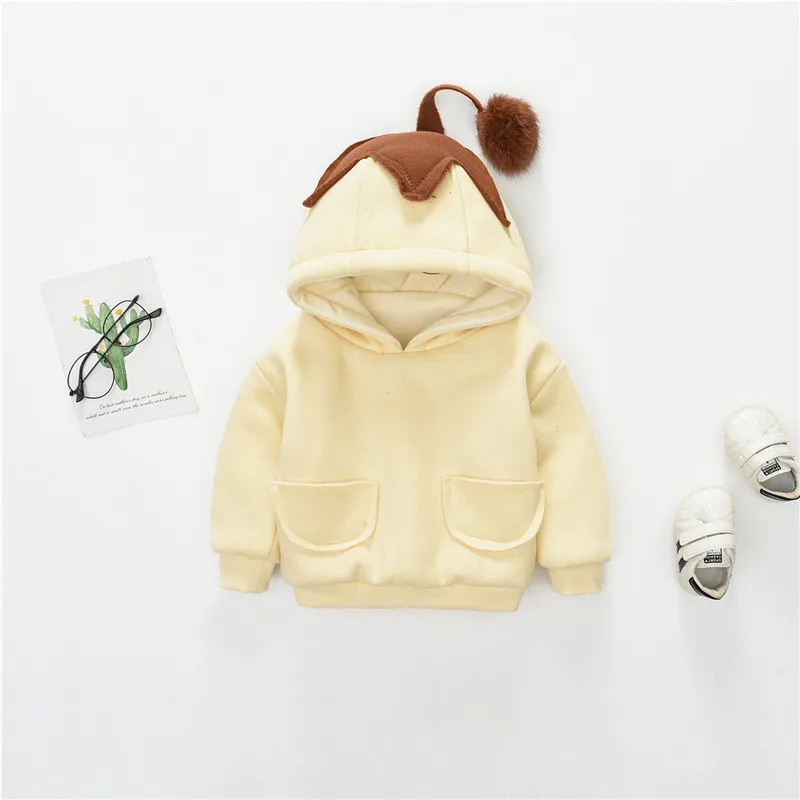 Baby plus velvet thick sweater boys and girls warm hooded pullover children's winter coat
