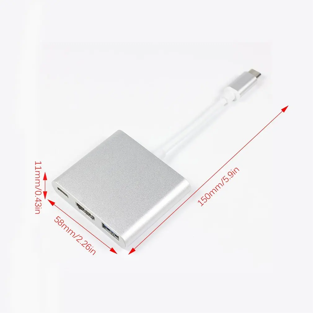 USB-C к HDMI 3 в 1 кабель конвертер для Apple Macbook USB 3,1 Thunderbolt 3 type C переключатель к HDMI 4K концентратор адаптер кабель 1080P