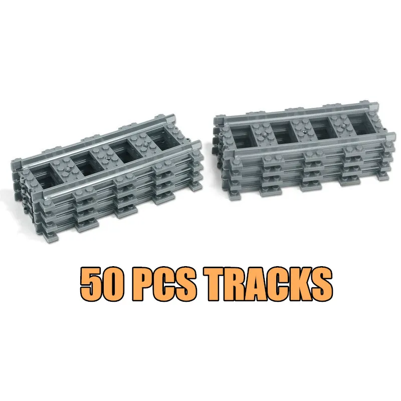 Straight-Track-50pcs Радиоуправляемый моторный двигатель с функцией питания, с принтом неба, поезд, модель, строительные блоки, кирпичи, игрушки для мальчиков, подарок на день рождения - Цвет: Straight-Track-50pcs