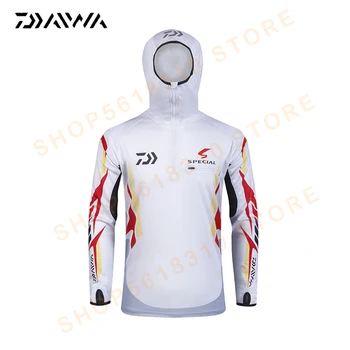 

DAIWA DAWA Men Fishing Clothing UV Protection Moisture Wicking Breathable Zippers Long Sleeve Hooded Fishing Shirt Camisas Pesca
