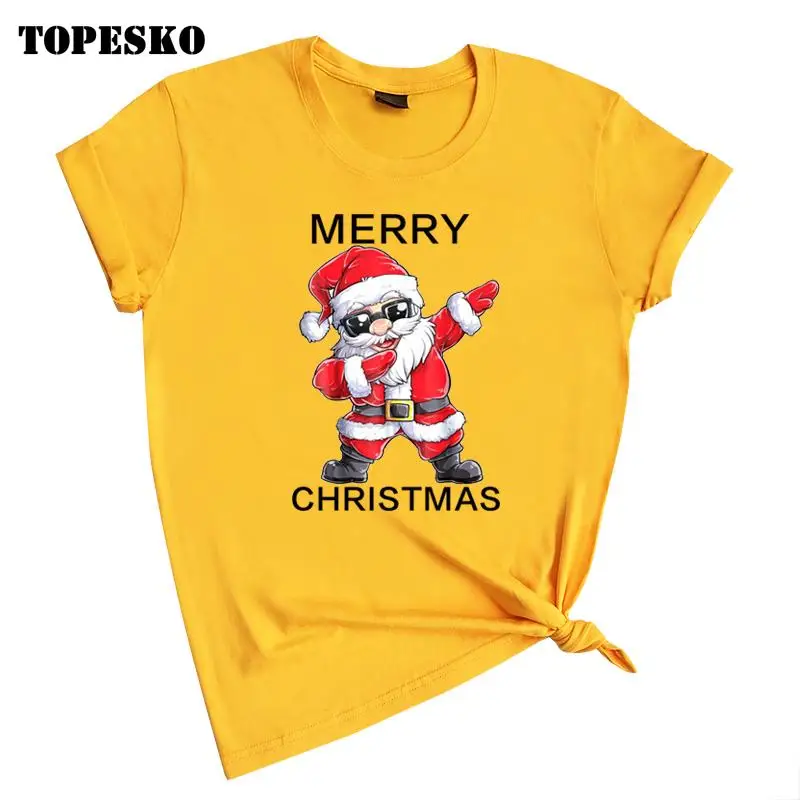 Topsko Merry Christmas Dabbing Santas, женская футболка с коротким рукавом из хлопка, мужская повседневная футболка с круглым вырезом, Рождественский подарок 3XL