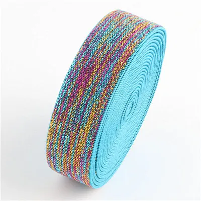 25 мм красочные печатные Gillter эластичные ленты DIY головной убор одежда сумка брюки Швейные аксессуары 1 ярдов - Цвет: gillter blue