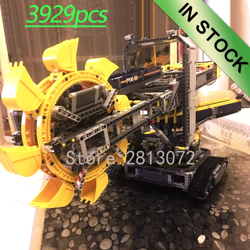 20015, серия Technic, ковшовый колесный экскаватор, 3929 шт., строительные блоки, кирпичи, игрушки, совместимые с 42055