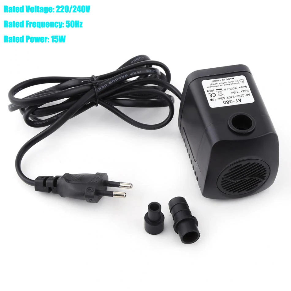 AC220V 240V 15 Вт 800л/ч черный ультра тихий погружной водяной насос аквариумный фонтан