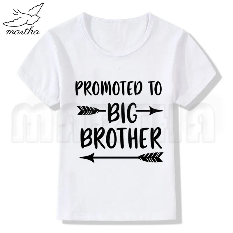 promoted to big brother Cartoon Fashion Funny Print T-shirt Kids Summer O-Neck Tops Boys& Girls White Tshirt