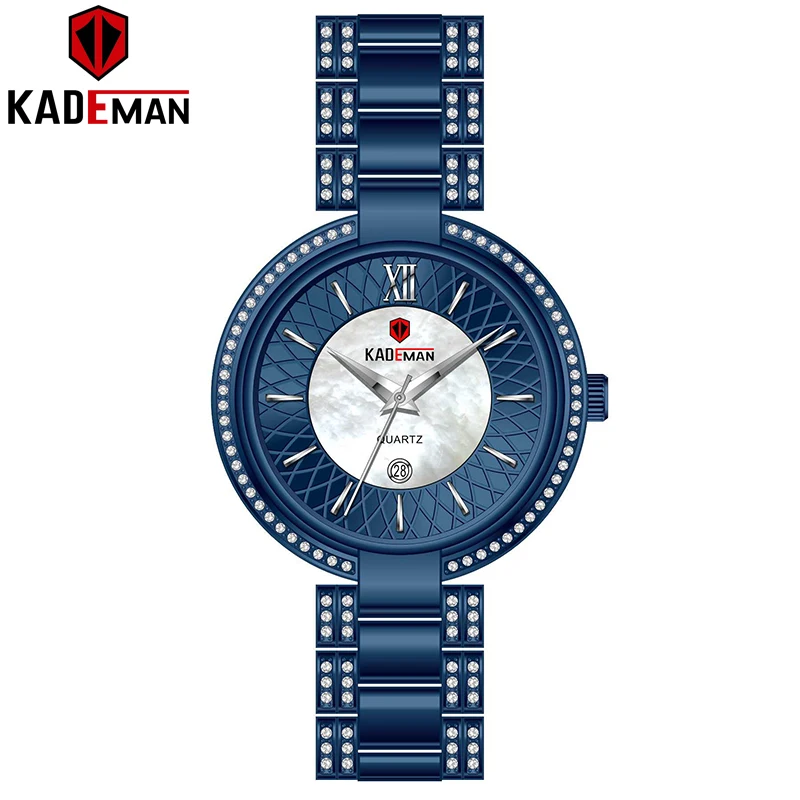 Blue Kademan женские кварцевые часы модные женские наручные часы новое поступление Топ люксовый бренд Кристалл Алмаз водонепроницаемый Montre Femme 859L - Цвет: Blue