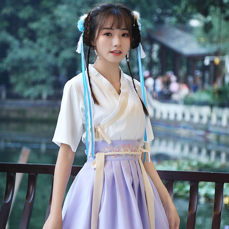 Китайский древний традиционный Hanfu Женский Современный топ и юбка для косплея |