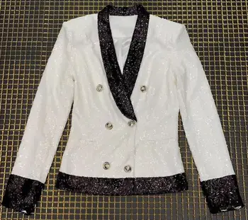 

Spring Fashion Sexy Long Sleeve V Neck Sequins Button Women Bandage Coat 2020 Fashion Designer Elegant Female Bandage Coat