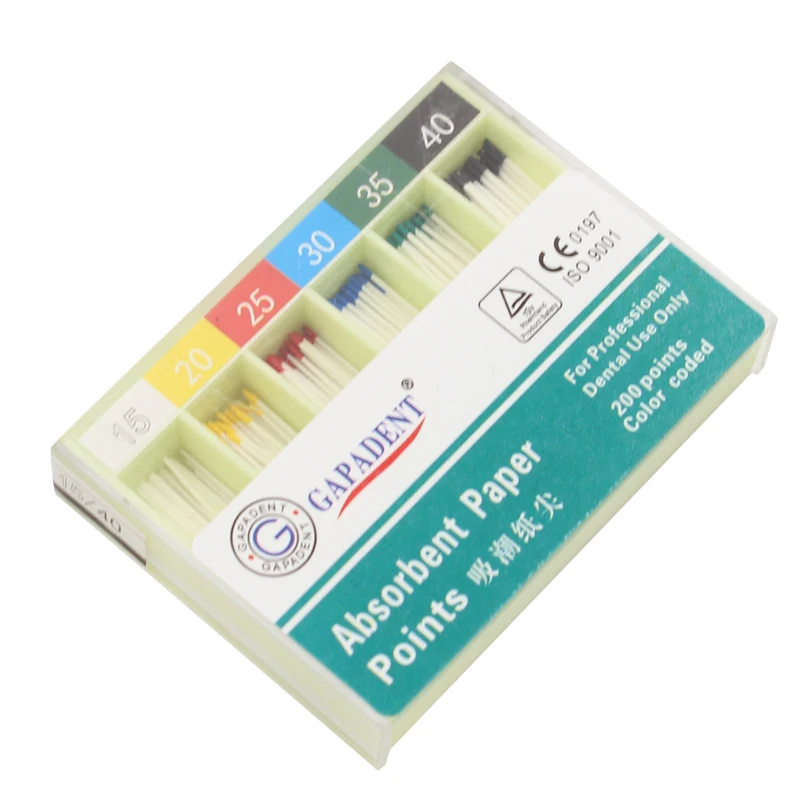 200pcs/pack Dental Absorbent Paper Points Root Cancel Endodontics Cotton Fiber Tips Dentist Product Mixed Sizes#15-40