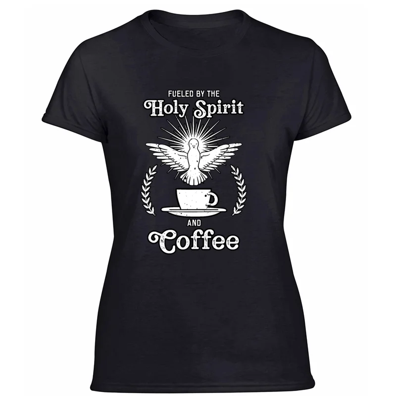 Мужская футболка holy spirit and coffee на заказ,, крутая Летняя мужская футболка, хлопковая Футболка против морщин - Цвет: Women-Black