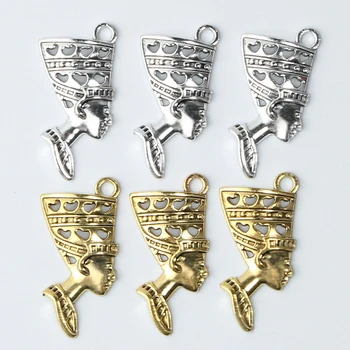 

12 PCS charm Egyptian queen cleopatra Head portrait Pendant for jewelry making DIY handmade necklace accessories