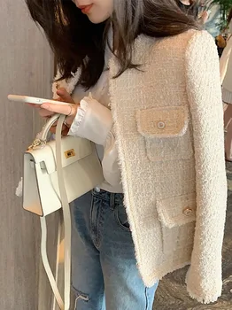 

Womens Jackets and Coats The New Early Autumn French Style Restoring Ancient Ways Fashion Tweed Short Coat Woman