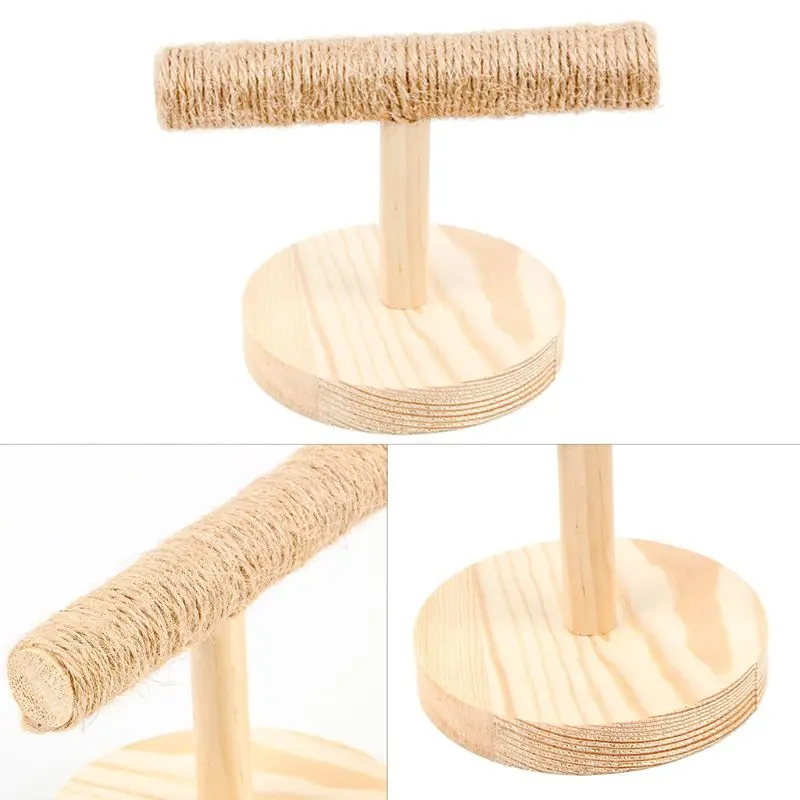 Parrot Wooden Tabletop Perch Toy Bird Stand Training Exercise Sisal Claw Feet Grinding Stick Bite Chew Toys Bird Supplies C42