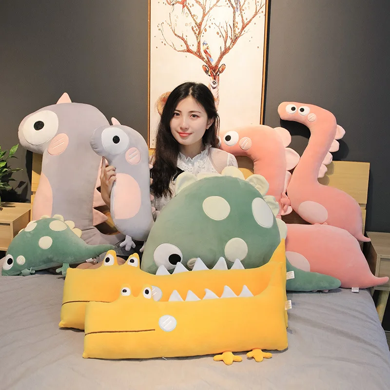 1PC 46~90cm Hot ins Creative Cartoon Dinosaur Plush Toys Stuffed Animals Plush Dinosaur Pillow Sofa Cushion Dolls Kids Boy Girls hot huggable real life cartoon eggplant plush toys stuffed vegetable dolls soft kawaii plant pillow sofa cushion kids baby gift