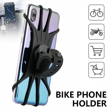 

Universal Bicycle Mobile Phone Holder Rack Adjustable Stand Mount Silicone Motorcycle Handlebar Bracket Phone Holders For iPhone