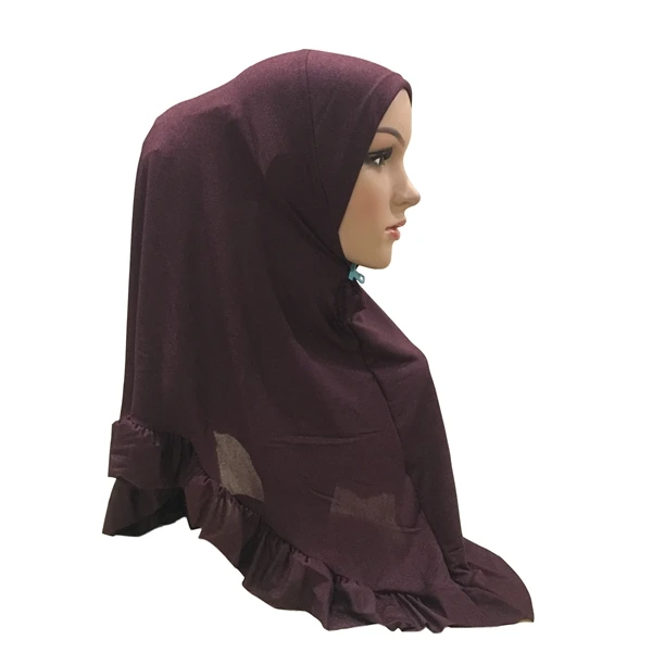 Розничная эластичный простой низ гофрированный мусульманский цельный хиджаб 80*65 см - Цвет: 16