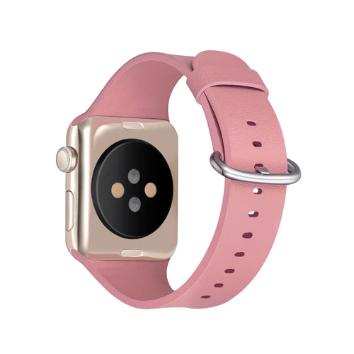 Кожаный ремешок для apple watch series 5/4/3/2/1, ремешок 42 мм, 38 мм/44 мм/40 мм, correa, браслет ремешок на запястье для наручных часов iwatch - Цвет ремешка: pink