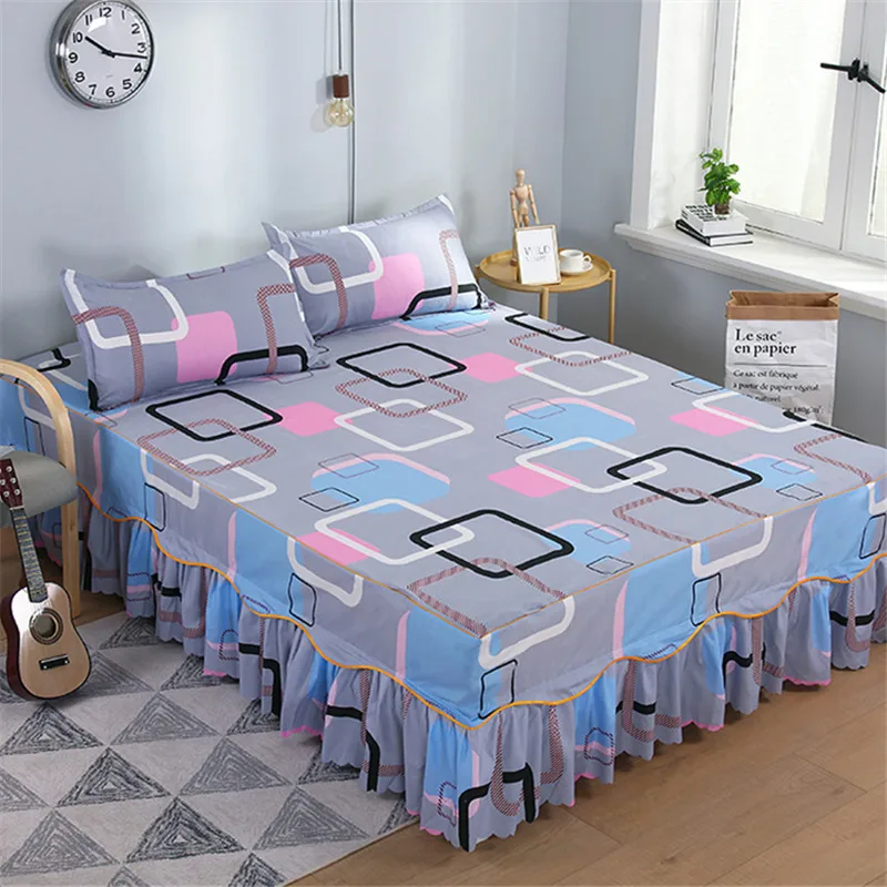 Bed Skirt-15 Домашний текстиль покрывало Европейский стиль покрывало полиэстер хлопок постельные юбки цветы красочные постельное белье размер queen - Цвет: Bed Skirt-15