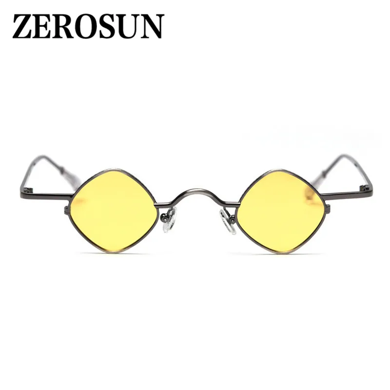 Zerosun стимпанк Солнцезащитные очки для женщин и мужчин, маленькие ромбовидные солнцезащитные очки для женщин, винтажные женские оттенки, панк, узкие