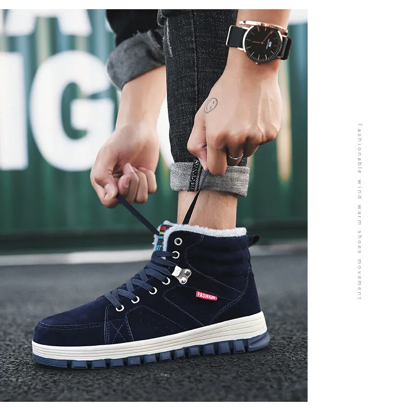New Men Boots Winter With Plush Warm Snow Boots Casual Men Winter Boots Work Shoes Men Footwear Fashion Ankle Boots 39-48