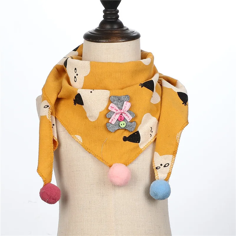 Новинка; Весенний треугольный шарф для маленьких девочек; осенне-зимняя шаль в горошек для маленьких мальчиков; детский хлопковый шейный платок; теплый детский шейный платок - Цвет: yellow cloud