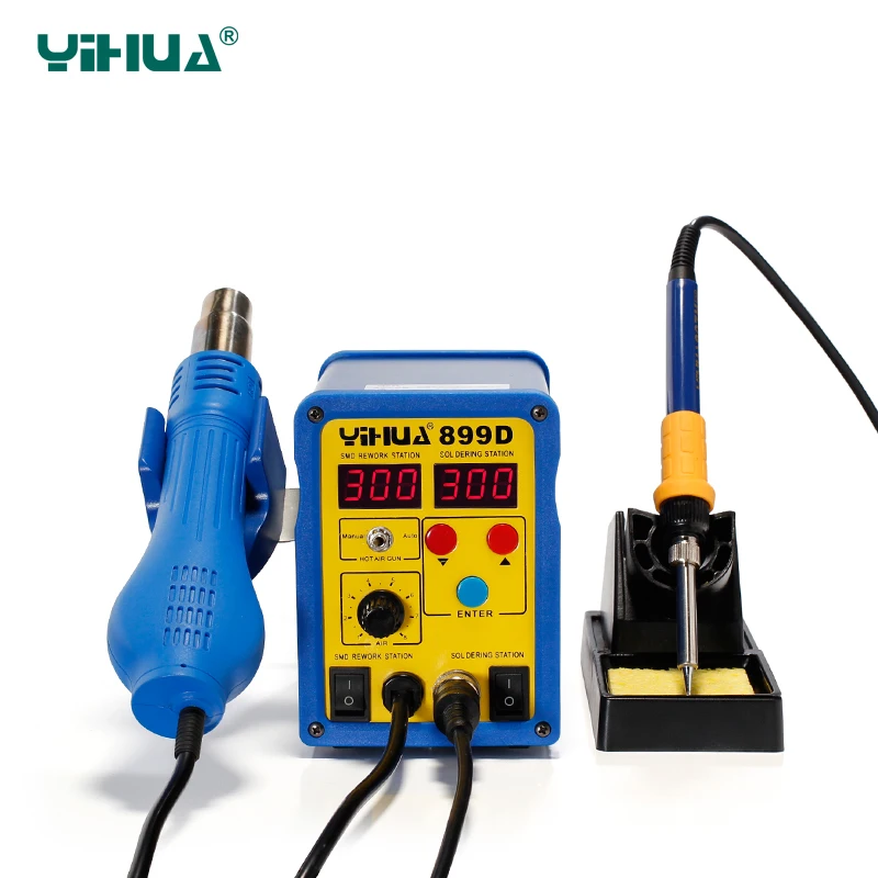 

Free Shipping YIHUA 899D SMD Rework StationTemperature Controlled Air Soldering Station Welding Machine For Solder