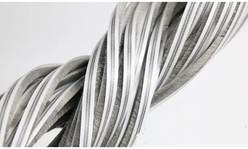 5/6/7mm 10M/lot Elastic straight hair sealing strip Door/Window Groove Nylon Pile Brush Seal Weatherstrip Dust Proof Strip