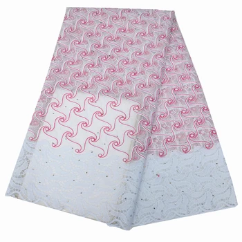 

2020 high quality lace 5yards new arrival lace fabric with stones for women dress african tulle lace lace fabric nigerian