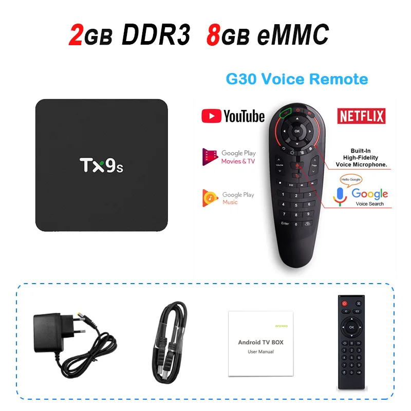 TX9s tv Box Amlogic S912 Восьмиядерный Android 7,1 tv Box 2 Гб ram 8 Гб rom 2,4 ГГц Wifi 4K 1000M LAN медиаплеер - Цвет: 2GB 8GB G30