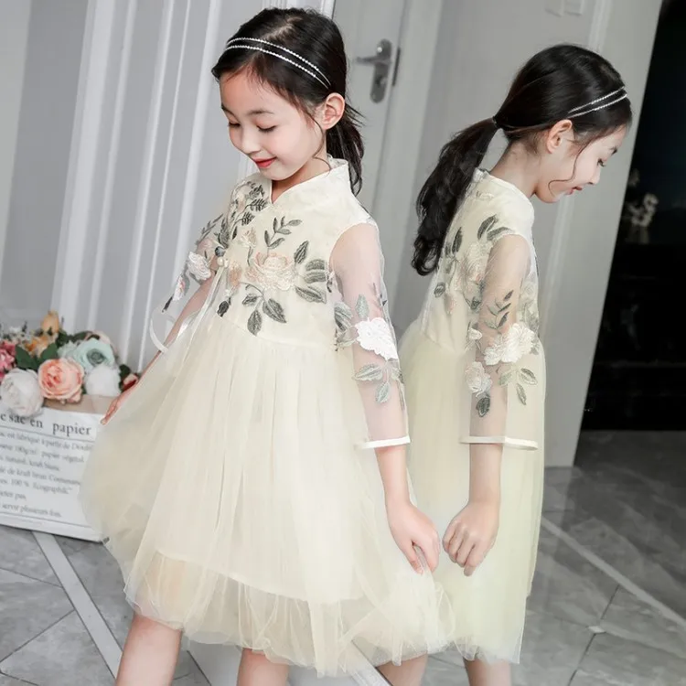 

Girls Dress Spring Clothing 2019 New Style Kids' Skirt Korean-style Little Girl chao yang Gas Princess Dress Puffy Mesh Dress