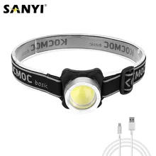 USB перезаряжаемая фара 4 режима светодиодный налобный фонарик COB портативный фонарь Головной фонарь для велосипеда встроенный аккумулятор
