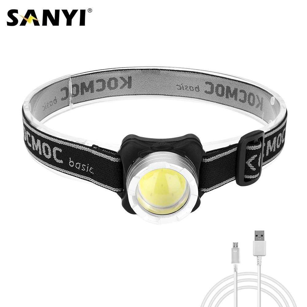 3 Modes USB Rechargeable Headlamp COB LED Headlight Head Light Torch Flashlight