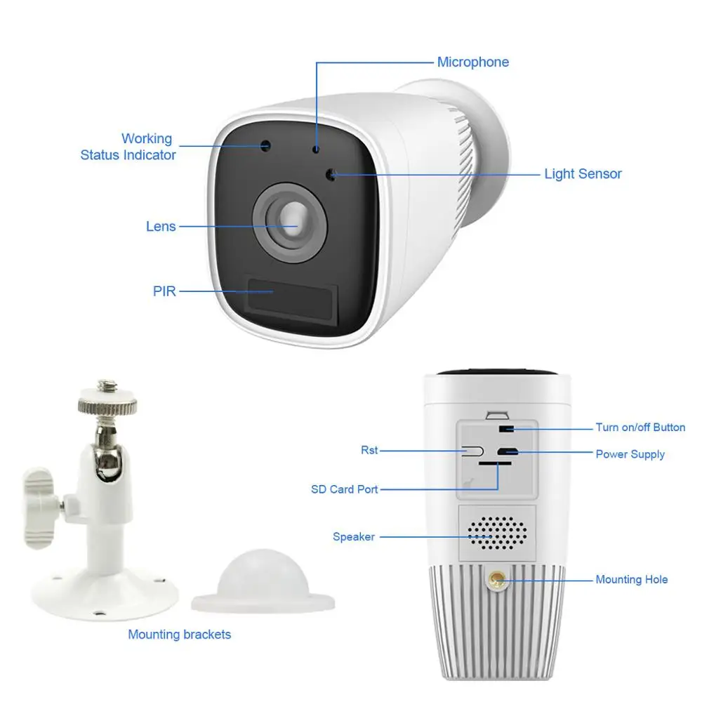 HD 1080P Wifi батарея IP камера наружная беспроводная перезаряжаемая камера водонепроницаемая PIR сигнализация для камеры безопасности