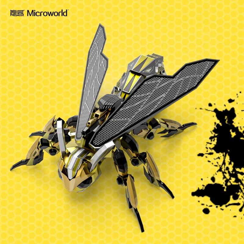 Microworld mechanical Hornet model kits DIY laser cutting Jigsaw puzzle fighter model 3D metal Puzzle Toys for Children gifts 4