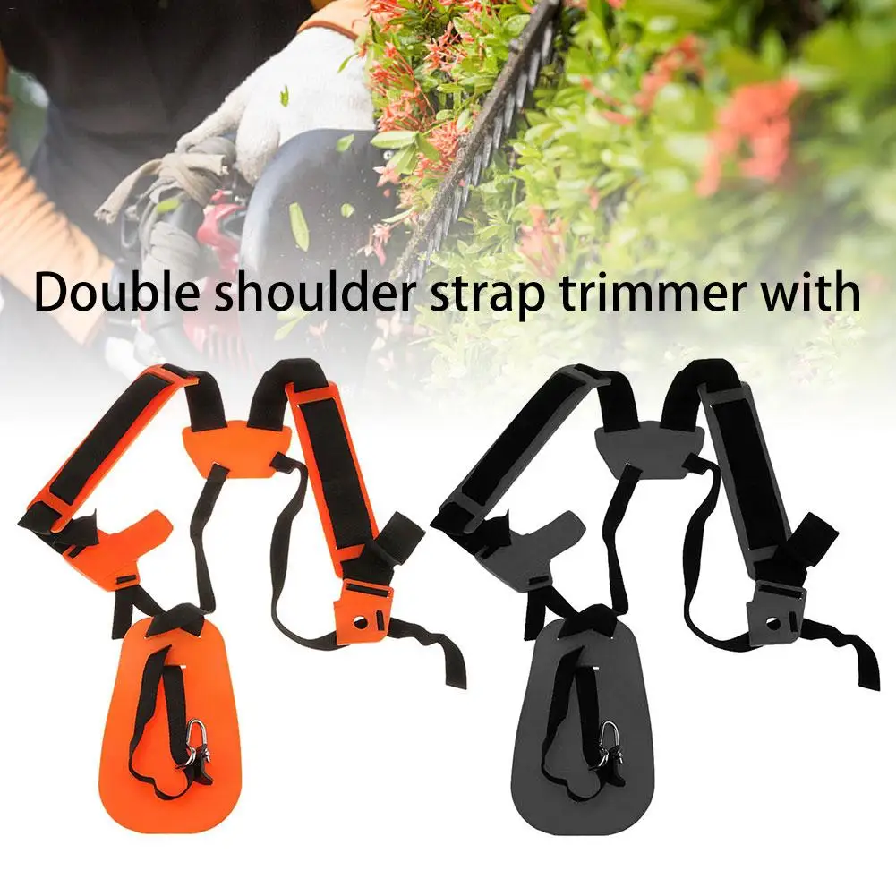 Double shoulder strap trimmer with durable nylon strap for shrub