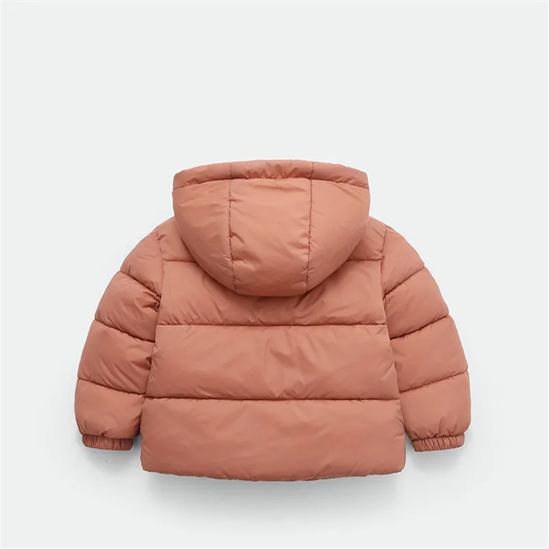 Boys Coat Winter Jacket Thick Velvet For Girls Boys Unisex Warm Coat Kids Children's Hooded Solid Cotton Padded Clothes