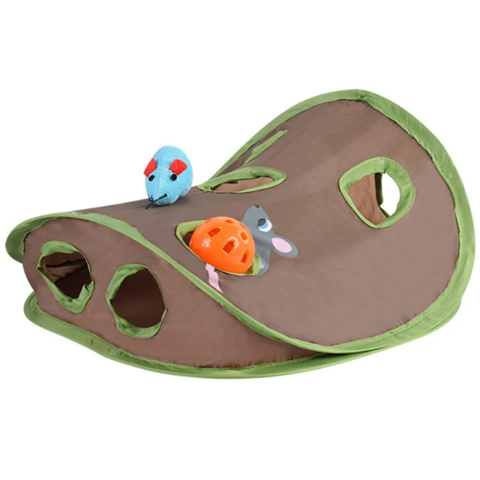 Игрушка для кошек, мышь, мышь, колокольчик, палатка с 9 отверстиями для обучения, забавная игра, аттракцион E2S