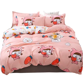 

Home Textile Cute Green Apple Printed 3Pcs Set Soft Quilt Cover Pillow Case Bedspread Comfortable Skin-Friendly