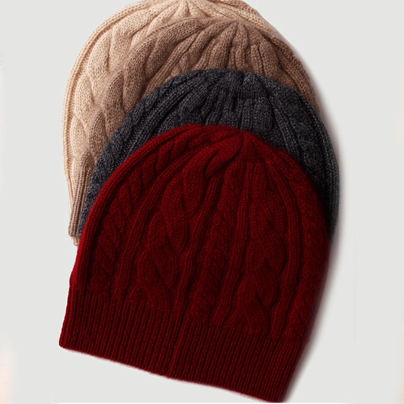 Кашемировая вязаная шапка, зимняя шапка для женщин и мужчин, унисекс, чистый натуральный кашемир, утолщенная шапка и шапка для теплых мягких шапок