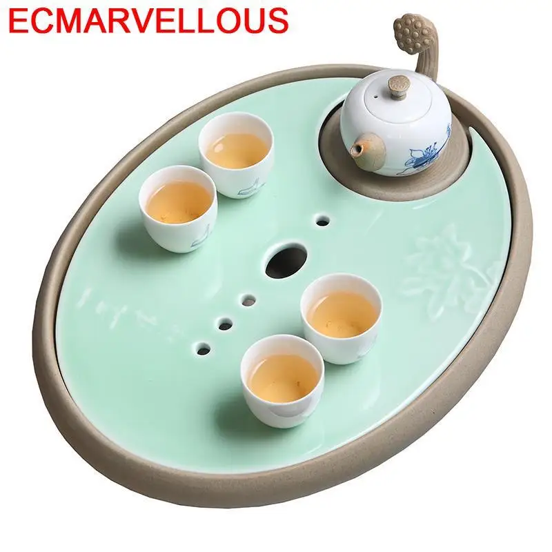Set Accessories High Dienblad Serviertablett Bandeja Table Teaware Dienbladen Chinese Gongfu Holder Kung Fu Tea Tray | Дом и сад