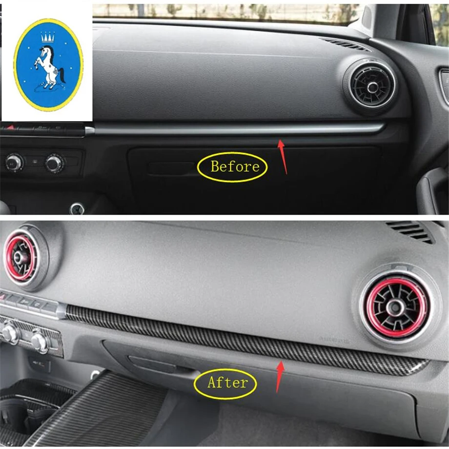 Yimaautotrim авто аксессуар центральный инструмент управления полоса крышка отделка из углеродного волокна ABS Подходит для Audi A3 V8